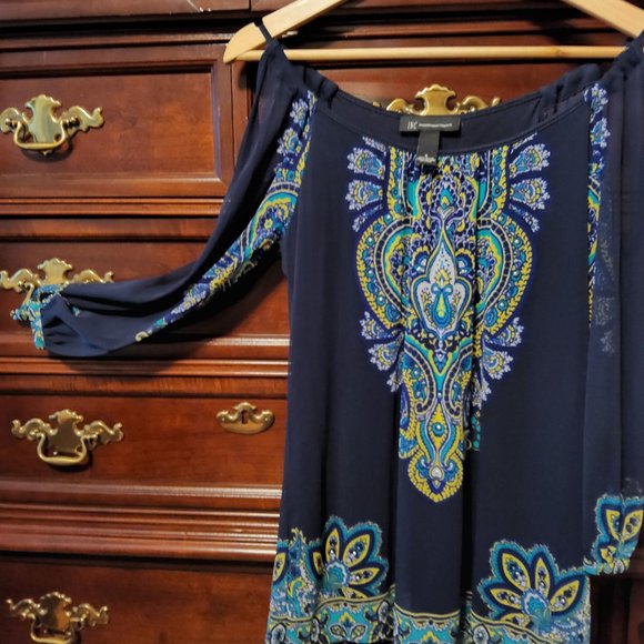 INC International Concepts Women's Cold Shoulder Top Blue - Picture 5 of 5